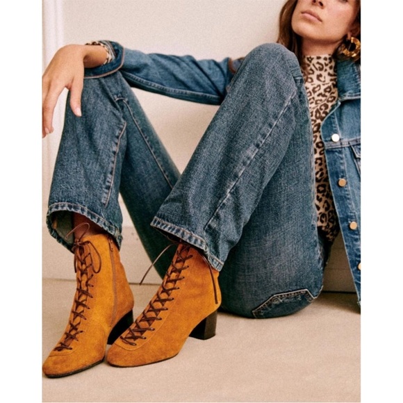 SÉZANE Lace Up Suede Leather Booties SUPER RARE sz US 7 / FR 38 - Picture 3 of 10